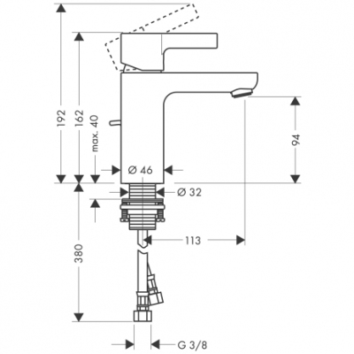 HANSGROHE Metris S Jednouchwytowa bateria umywalkowa DN15