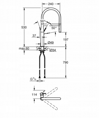 GROHE ESSENCE bateria kuchenna czarna wysoka