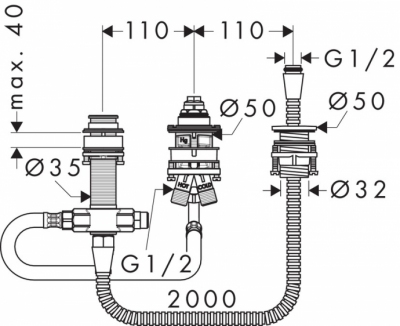 HANSGROHE LOGIS bateria wannowa 3-otworowa kompletna