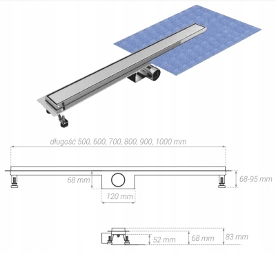 BLUE odwodnienie liniowe nierdzewne z odwracanym rusztem 800 mm B054404800