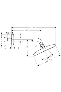 HANSGROHE Głowica prysznicowa Raindance E 360 AIR 1jet DN 15 z ramieniem prysznicowym 223 mm