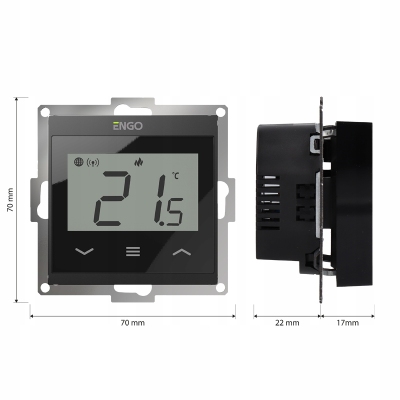 Engo E55-B Internetowy podtynkowy regulator temperatury do ramki , CZARNY