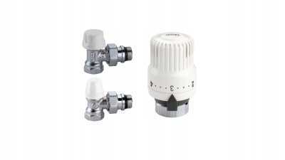 Caleffi kątowy zestaw zaworów termostatyczny z głowicą KIT4220402