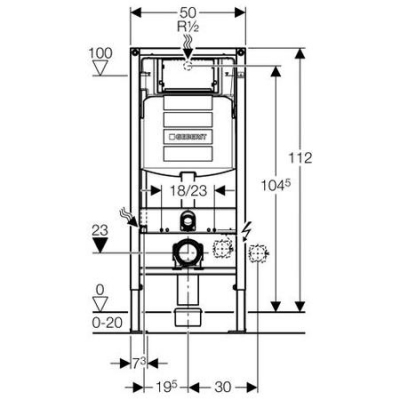 GEBERIT STELAŻ WC DUOFIX SIGMA H112 UP320 + WSPORNIKI + USZCZELKA