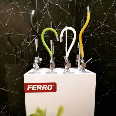 FERRO Zumba - bateria zlewozmywakowa stojąca z elastyczną wylewką, szara