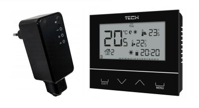 TECH ST-292 v2 Regulator BEZPRZEWODOWY pokojowy dwustanowy (szklany panel przedni 3mm) CZARNY