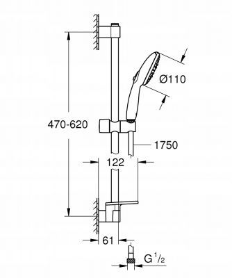 GROHE TEMPESTA 110 zestaw natryskowy z drążkiem prysznicowym , 3 strumienie