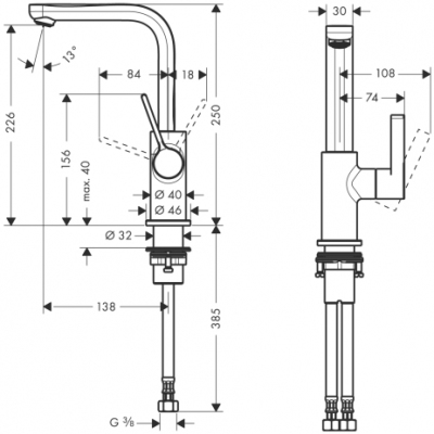 HANSGROHE Metris S Jednouchwytowa bateria umywalkowa