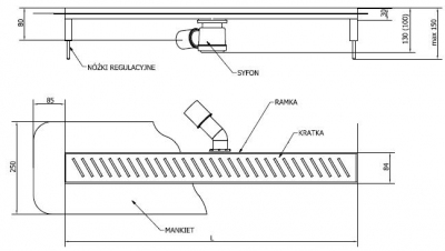 WIPER PREMIUM ZONDA 700 mm odwodnienie liniowe prysznicowe