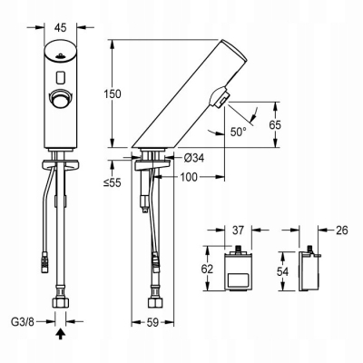 FRANKE KWC Elektroniczny kran słupkowy F3E z komorą baterii F3EV1001