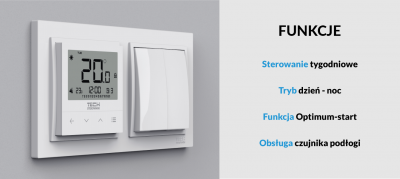 TECH F-4Z V1 przewodowy regulator pokojowy BIAŁY