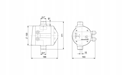 Grundfos Sterownik pompy hydrofora , łącznik ciśnienia PM1 , 96848693