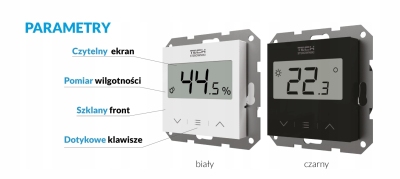 TECH F-8z bezprzewodowy systemowy doramkowy regulator pokojowy 230V BIAŁY