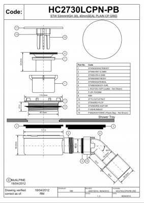 McALPINE Syfon brodzikowy fi 90 CZARNY MAT