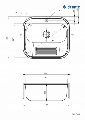 DEANTE zlew komora gospodarcza stal ZYK 010B