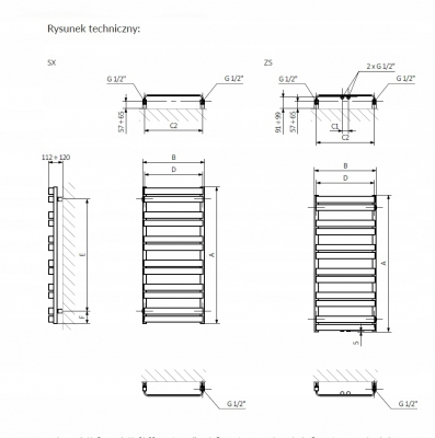 TERMA Grzejnik WARP T COTONN 915x500 CZARNY MAT