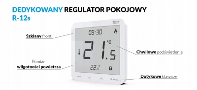 TECH R-12S Dedykowany regulator pokojowy CZARNY