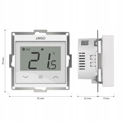 Engo E55-W Internetowy podtynkowy regulator temperatury do ramki , BIAŁY