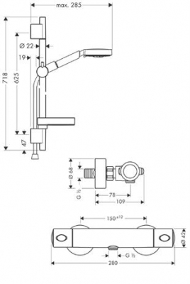 HANSGROHE Raindance Ecostat Combi – prysznic/ UnicaS Puro 0,65 m