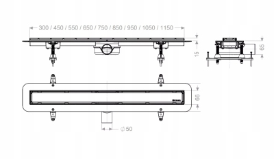 KESSEL LINEARIS COMPACT odwodnienie odpływ liniowy 1150 mm + sitko i syfon