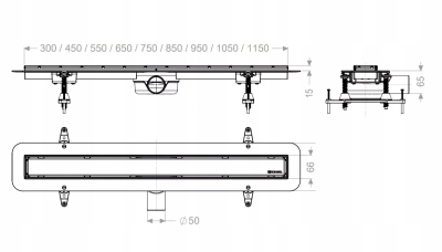 KESSEL LINEARIS COMPACT odwodnienie odpływ liniowy 1150 mm + sitko i syfon