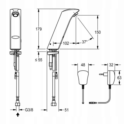 FRANKE KWC Bezdotykowa Elektroniczna bateria stojąca PROTRONIC-S PRTRS0011