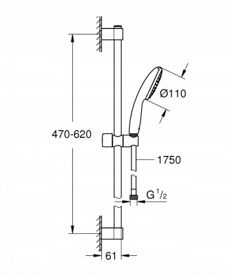 GROHE TEMPESTA 110 zestaw natryskowy z drążkiem prysznicowym 27924003