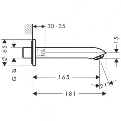 HANSGROHE Metris Wylewka wannowa DN20