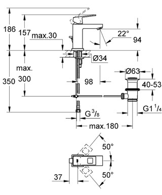 GROHE Eurocube bateria umywalkowa, DN 15