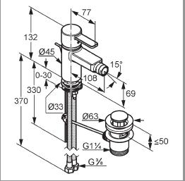 KLUDI ZENTA jednouchwytowa bateria bidetowa DN 10 CHROM