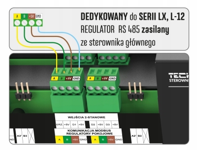 TECH R-X Dedykowany regulator pokojowy przewodowy RS 485 BIAŁY