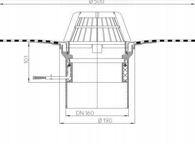 HL62.1H/5 Wpust dachowy DN160 pionowy z podgrzewem (10-30W/230V)