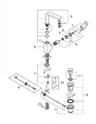 GROHE Eurocube bateria umywalkowa, DN 15 wysoka