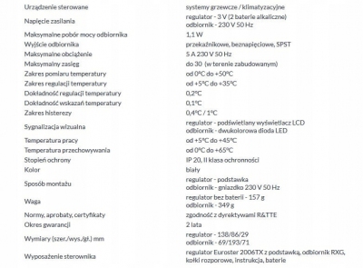 EUROSTER 2006TXRXG Regulator temp. BEZPRZEWODOWY