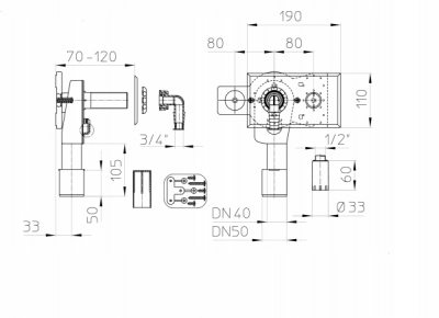 HL405ECO Syfon podtynkowy do pralki/ zmywarki