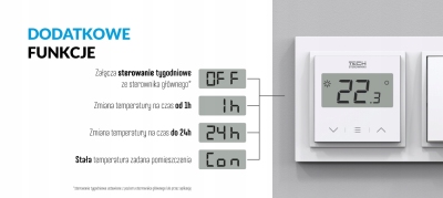 TECH F-8z bezprzewodowy systemowy doramkowy regulator pokojowy 230V BIAŁY