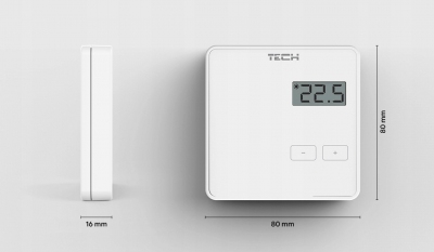 TECH R-8b bezprzewodowy regulator pokojowy do listwy L-8 CZARNY