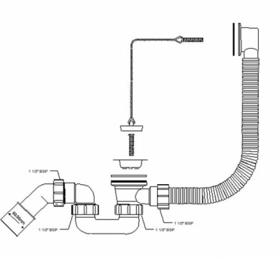 McALPINE HC30-EX  Zestaw odpływowo-przelewowy do wanny i głębokiego brodzika