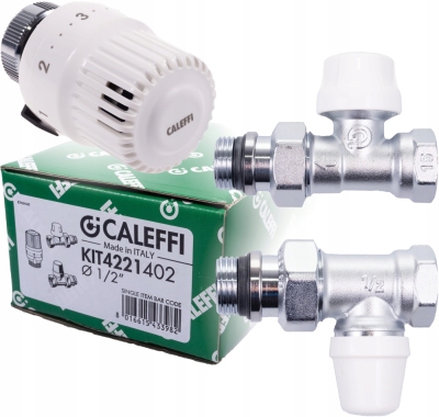 Caleffi prosty zestaw zaworów termostatyczny z głowicą KIT4221402
