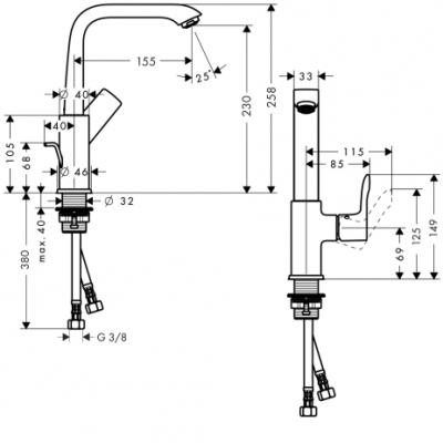 HANSGROHE Metris Jednouchwytowa bateria umywalkowa 230, DN15