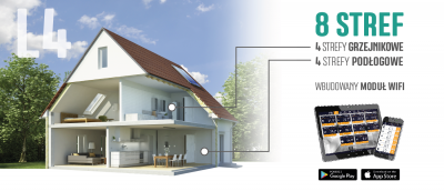 TECH L-4 WiFi Bezprzewodowo - przewodowy sterownik siłowników termostatycznych (8 stref) z wbudowanym modułem WiFi