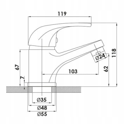 FERRO PRIMA BLUE bateria umywalkowa stojąca chrom