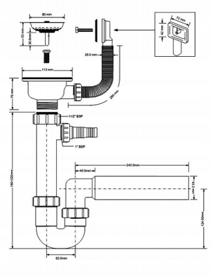 McAlpine HC7+FSW50PR Syfon zlewozmywakowy rurowy