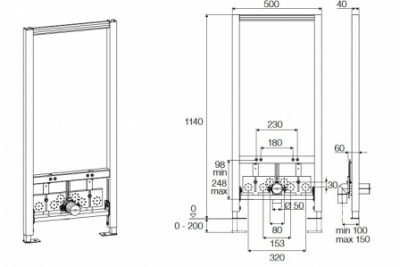 VALSIR WINNER-S stelaż do bidetu do lekkej zabudowy H-114