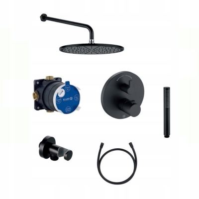 Kludi Nova Fonte zestaw podtynkowy prysznicowy 7w1 z termostatem CZARNY MAT