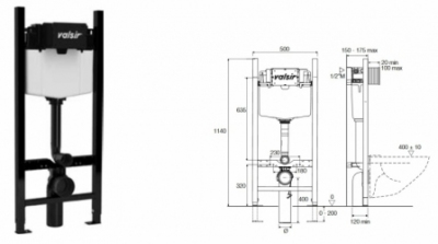 VALSIR WINNER-S stelaż wc H114 do lekkiej zabudowy