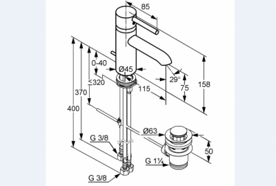 KLUDI BOZZ JEDNOUCHWYTOWA BATERIA UMYWALKOWA DN 8
