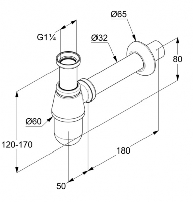 KLUDI półsyfon umywalkowy butelkowy CHROM