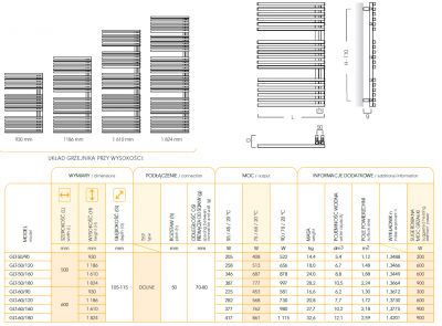 INSTAL-PROJEKT  GIULIETTA GLT-50/120 C12 grzejnik łazienkowy GRAFIT C12