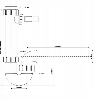 McAlpine HC7 Syfon zlewozmywakowy rurowy 1.1/2″